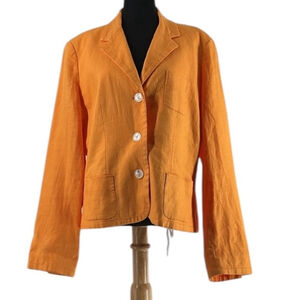 Lauren Ralph Lauren linen blazer orange coat summer vacation sz 16